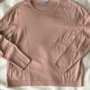 J. Crew Pink Crew Neck Sweater with Ribbed Cuffs